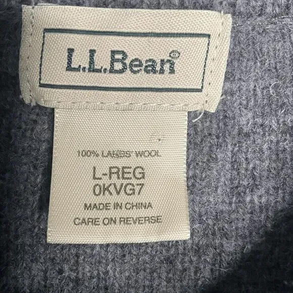 L.L. Bean Women Gray Wool Long Sleeve Pockets Button Front Cardigan Size L - Picture 2 of 9